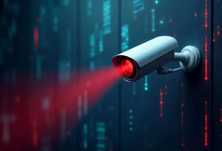 CCTV camera with infrared lens mounted on a building